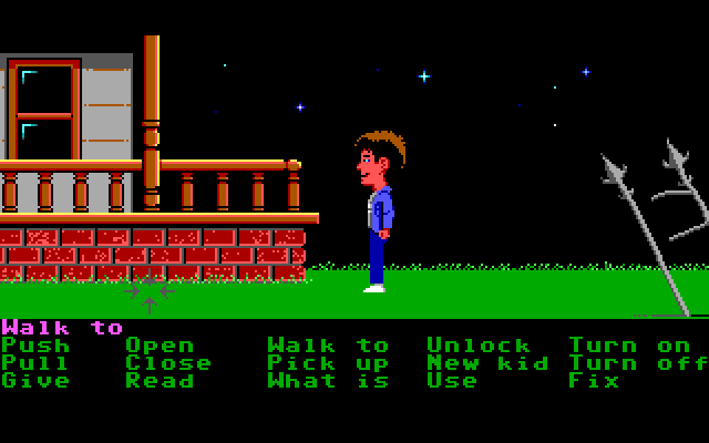 Maniac Mansion IBM PC/Compatibles Screenshot: One side of the mansion...