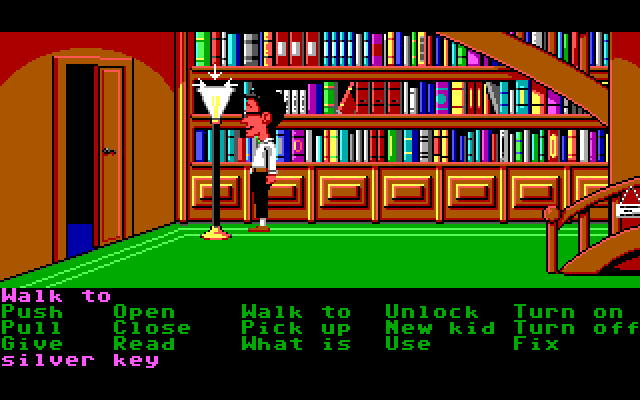 Maniac Mansion IBM PC/Compatibles Screenshot: Some rooms are dark until you turn on the lights.