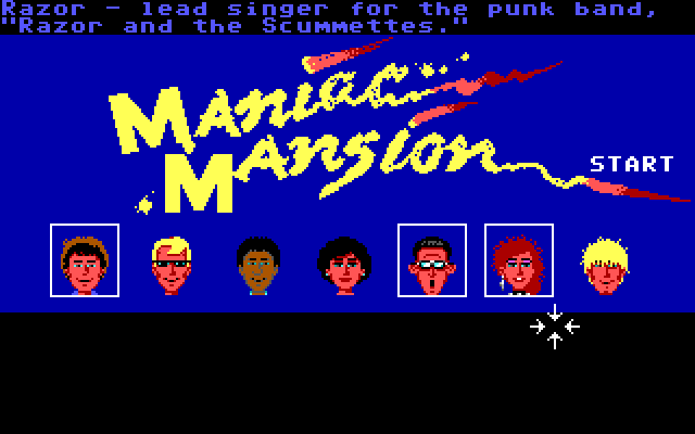 Maniac Mansion IBM PC/Compatibles Screenshot: Choose your characters before beginning the game.