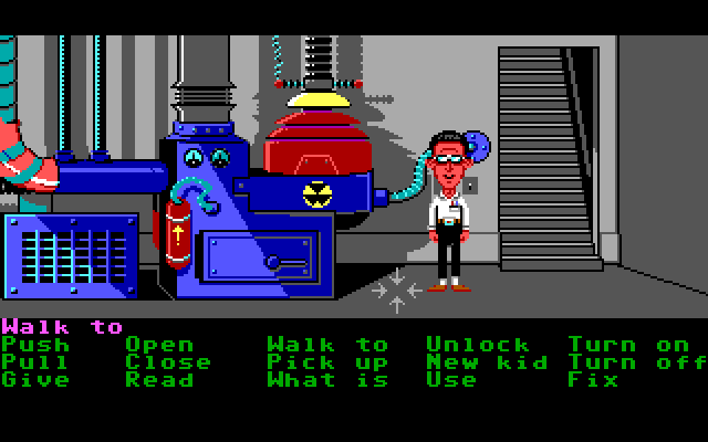 Maniac Mansion IBM PC/Compatibles Screenshot: Why is there a nuclear reactor in the basement?