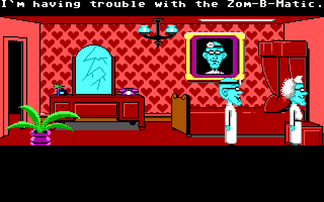 Maniac Mansion IBM PC/Compatibles Screenshot: A Zom-B-Matic? That can't be good!