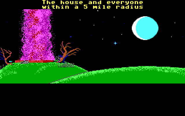 Maniac Mansion IBM PC/Compatibles Screenshot: If you're not careful, the house will explode!