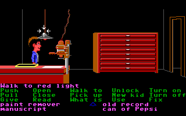 Maniac Mansion IBM PC/Compatibles Screenshot: The dark room can only be used by certain characters.