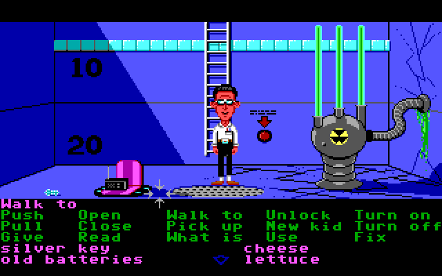 Maniac Mansion IBM PC/Compatibles Screenshot: The bottom of the pool after it's been drained.
