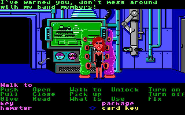 Maniac Mansion IBM PC/Compatibles Screenshot: Green Tentacle sometimes helps you...