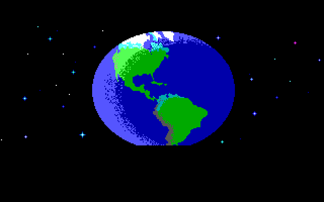 Maniac Mansion IBM PC/Compatibles Screenshot: View of Earth from space...