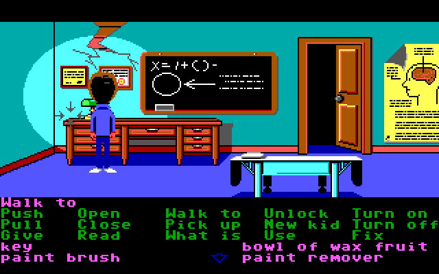 Maniac Mansion IBM PC/Compatibles Screenshot: Looks like some kind of medical lab...