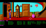 Maniac Mansion for IBM PC/Compatibles - Mansion entrance with a grandfather clock.