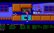 Maniac Mansion for IBM PC/Compatibles - For some reason there's a chainsaw in the kitchen...and a flashlight!
