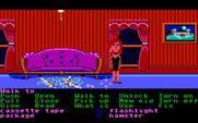 Maniac Mansion for IBM PC/Compatibles - Oops, I broke a chandelier; but that key could be useful.