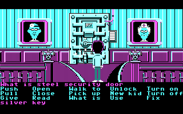 Maniac Mansion IBM PC/Compatibles Screenshot: This steel security door also acts as copy protection.