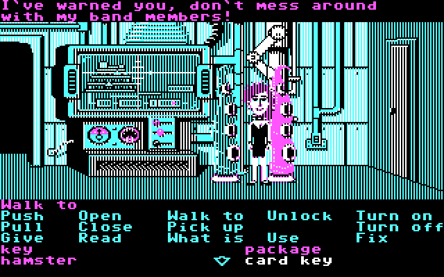 Maniac Mansion IBM PC/Compatibles Screenshot: Green Tentacle can sometimes be helpful...