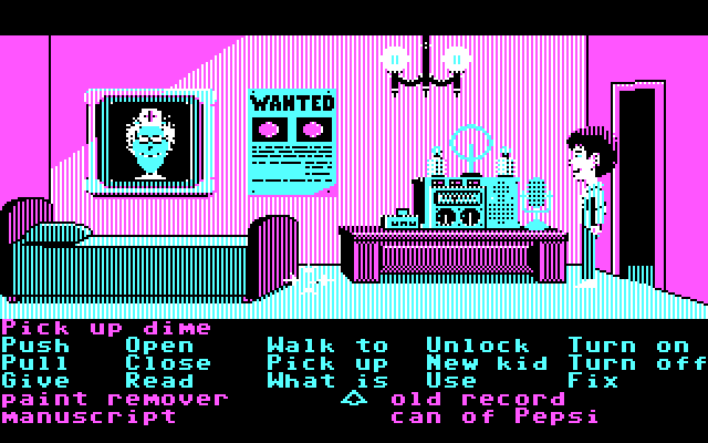 Maniac Mansion IBM PC/Compatibles Screenshot: Dr. Fred's room.