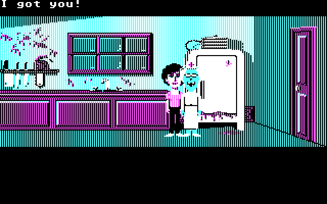 Maniac Mansion IBM PC/Compatibles Screenshot: Don't get caught by Nurse Edna!