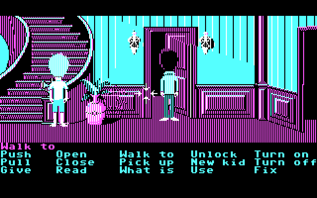 Maniac Mansion IBM PC/Compatibles Screenshot: Some puzzles require multiple characters to solve.