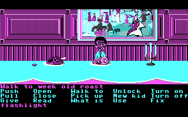 Maniac Mansion IBM PC/Compatibles Screenshot: This is a really long dining room!
