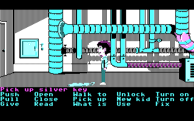 Maniac Mansion IBM PC/Compatibles Screenshot: It's always useful to find keys...