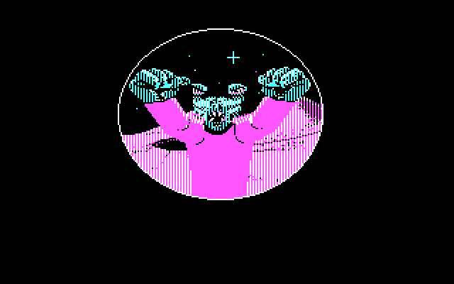 Maniac Mansion IBM PC/Compatibles Screenshot: Using the telescope...it's an angry alien!