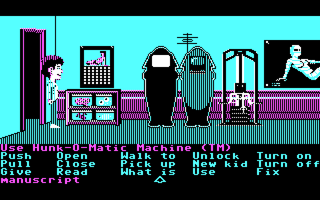 Maniac Mansion IBM PC/Compatibles Screenshot: An exercise machine! Just what I needed...