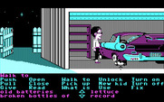 Maniac Mansion for IBM PC/Compatibles - A rather weird Edsel is in the garage.