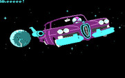 Maniac Mansion for IBM PC/Compatibles - Sending the meteor away in a weird Edsel...