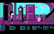 Maniac Mansion for IBM PC/Compatibles - The mansion entrance with a grandfather clock.