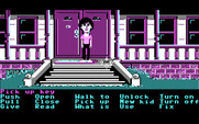 Maniac Mansion for IBM PC/Compatibles - The front door, with a conveniently hidden key...