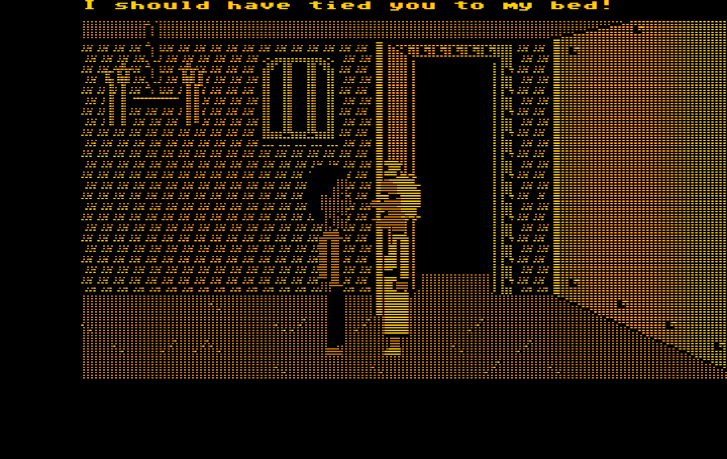Maniac Mansion IBM PC/Compatibles Screenshot: Nurse Edna throws Michael in the dungeon.
