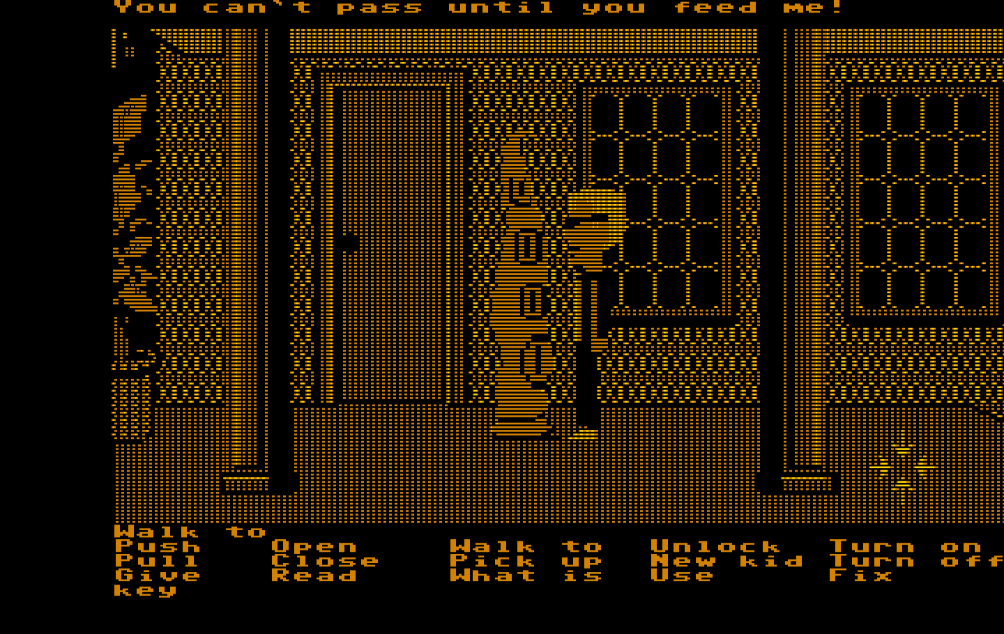 Maniac Mansion IBM PC/Compatibles Screenshot: I need to feed this green tentacle...