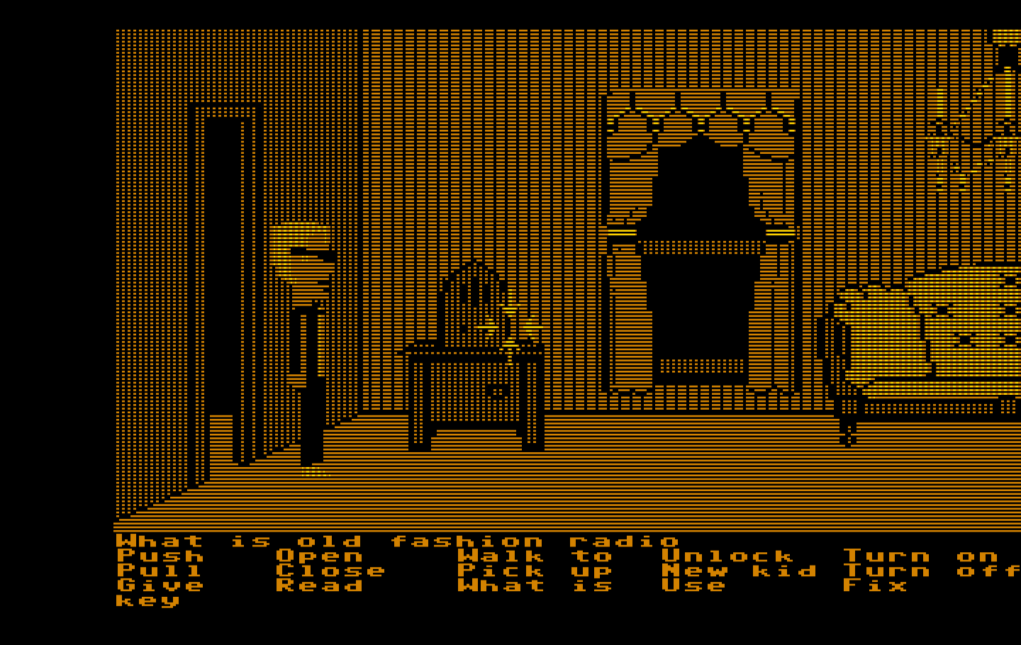 Maniac Mansion IBM PC/Compatibles Screenshot: Oh look, an old fashioned radio!