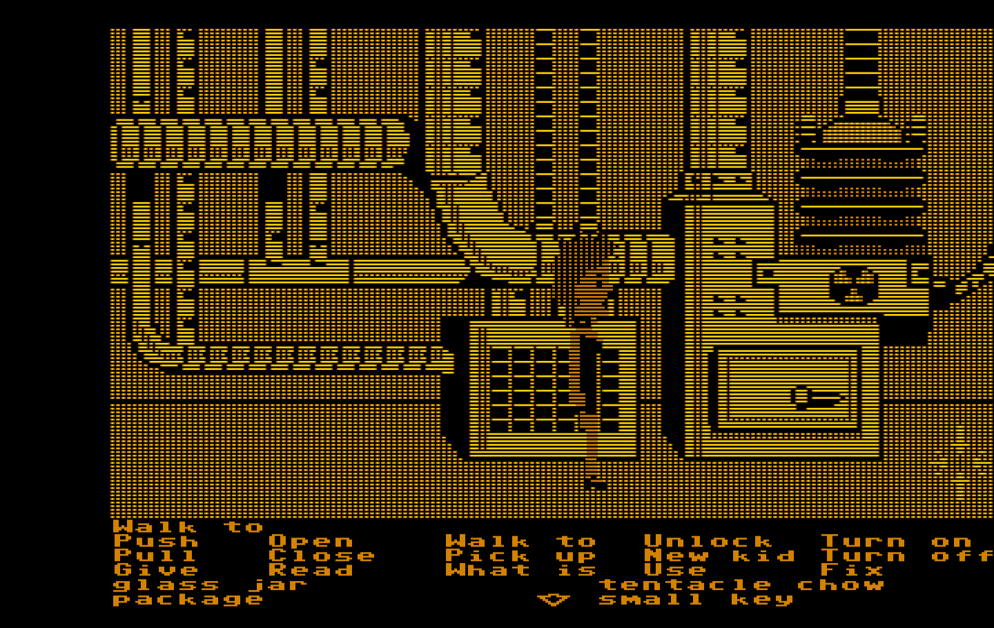 Maniac Mansion IBM PC/Compatibles Screenshot: Why is there a nuclear reactor in the basement?