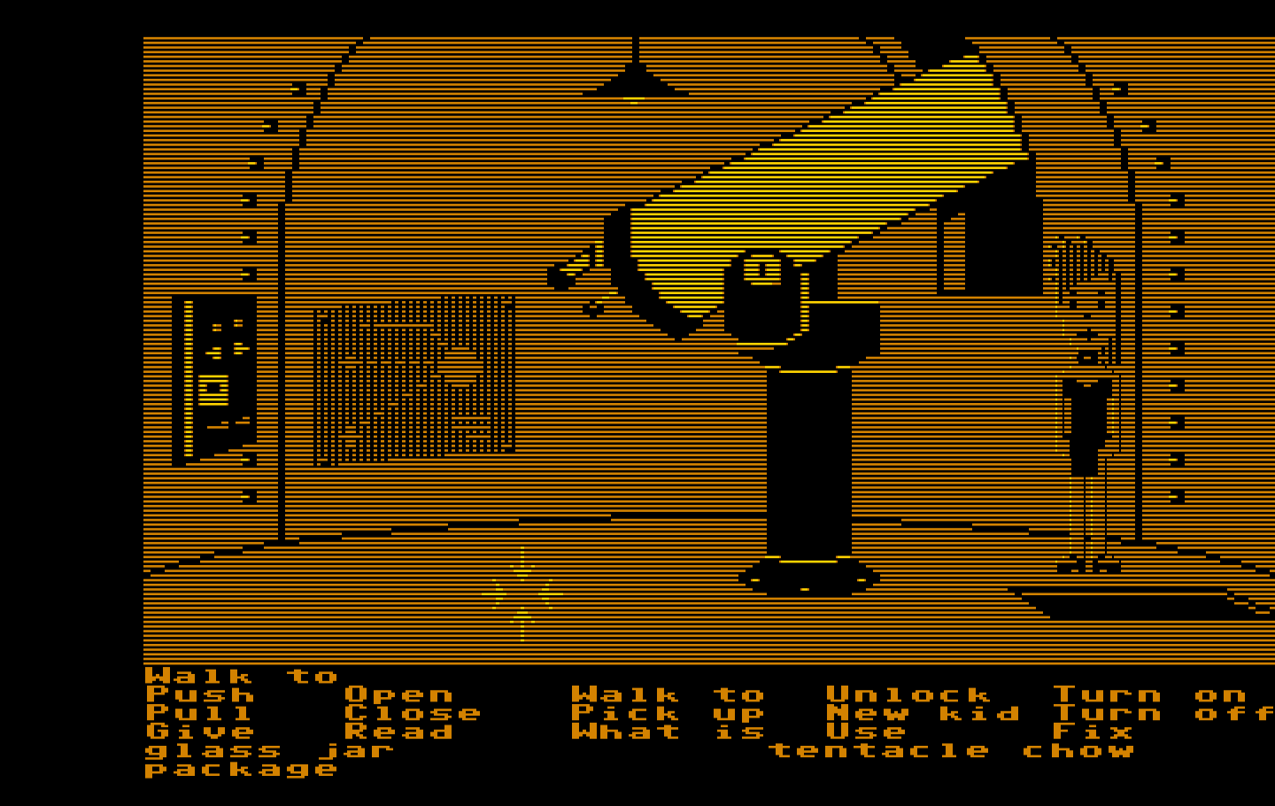 Maniac Mansion IBM PC/Compatibles Screenshot: Neat, a giant telescope!