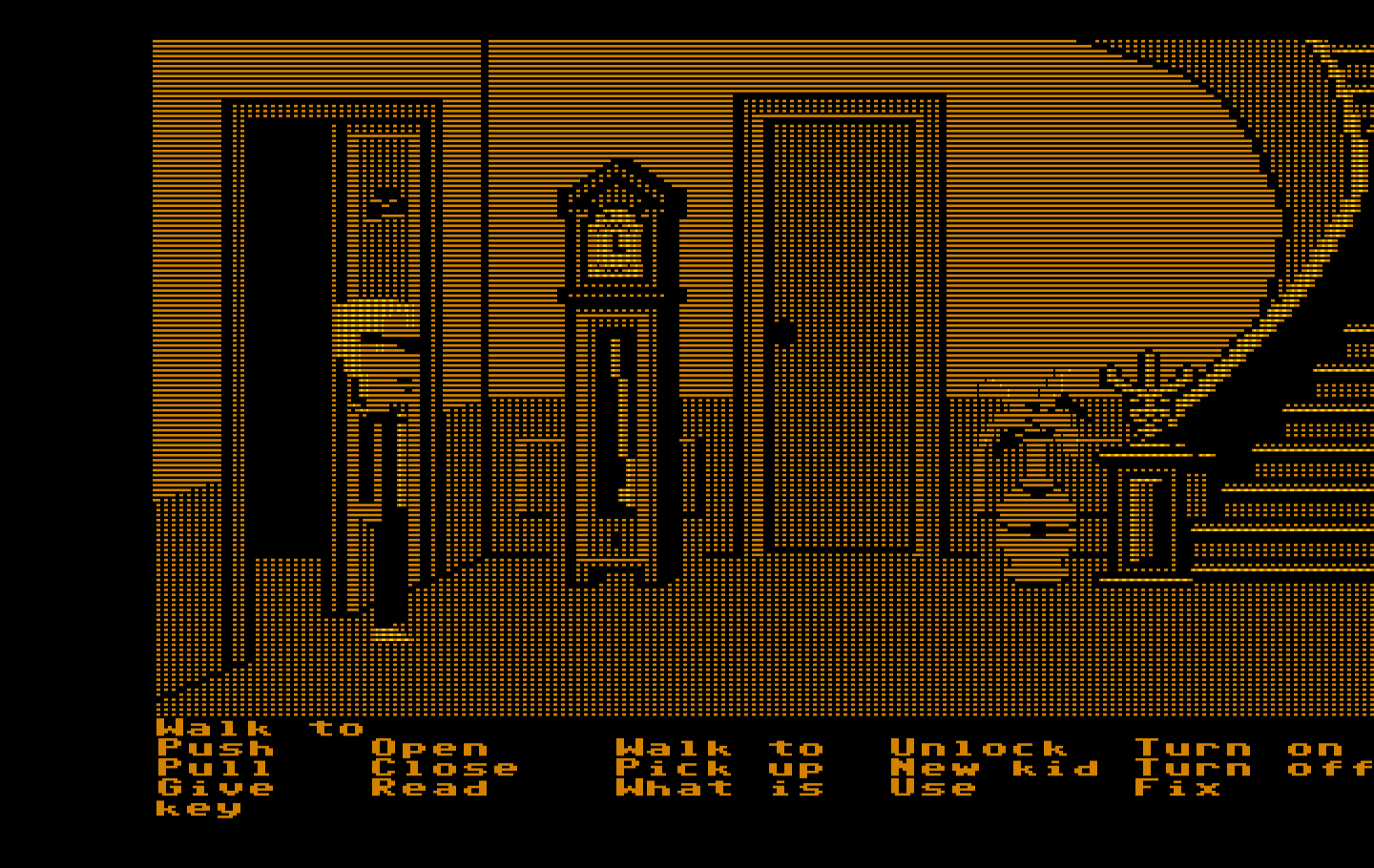 Maniac Mansion IBM PC/Compatibles Screenshot: The entrance to the mansion...
