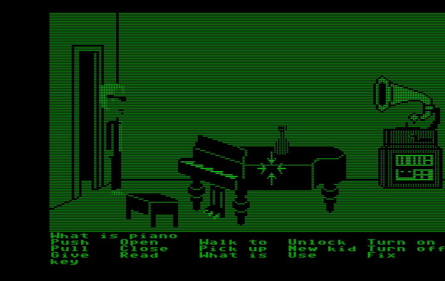 Maniac Mansion IBM PC/Compatibles Screenshot: This room has several musical instruments...
