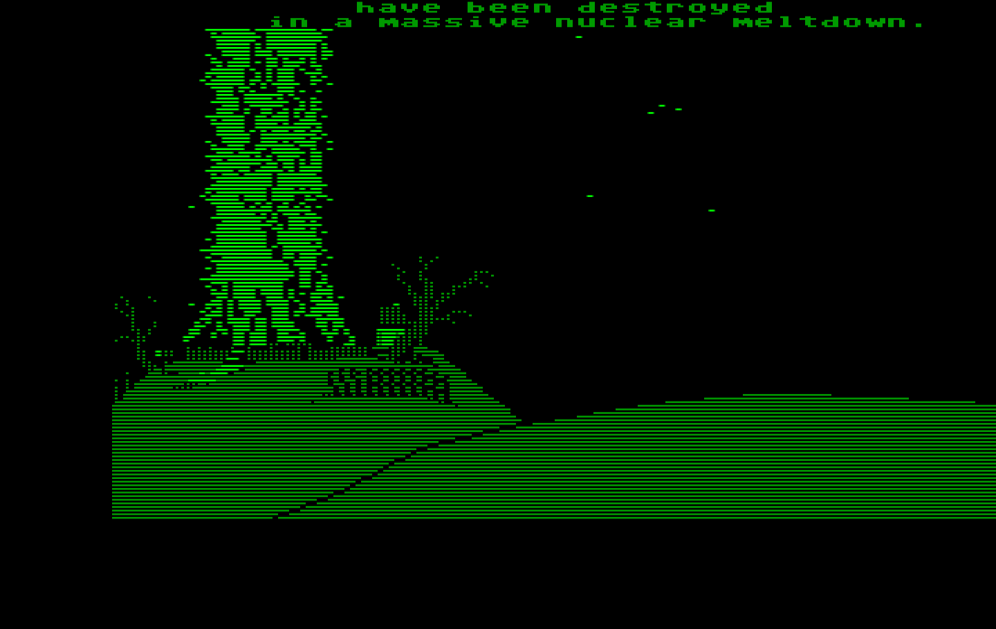 Maniac Mansion IBM PC/Compatibles Screenshot: Oops, I accidentally blew up the house...