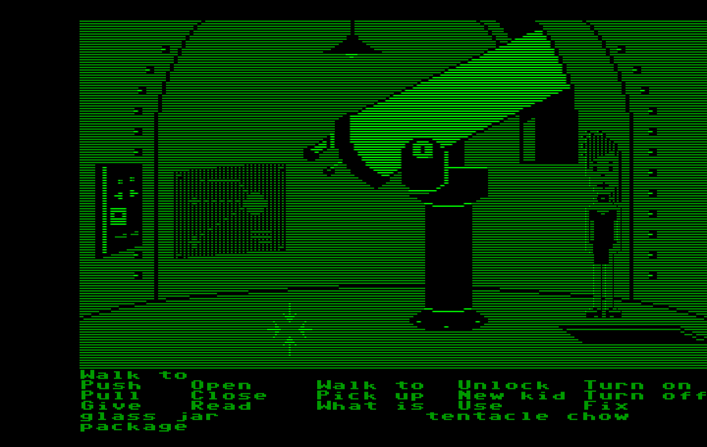 Maniac Mansion IBM PC/Compatibles Screenshot: Neat, a giant telescope!