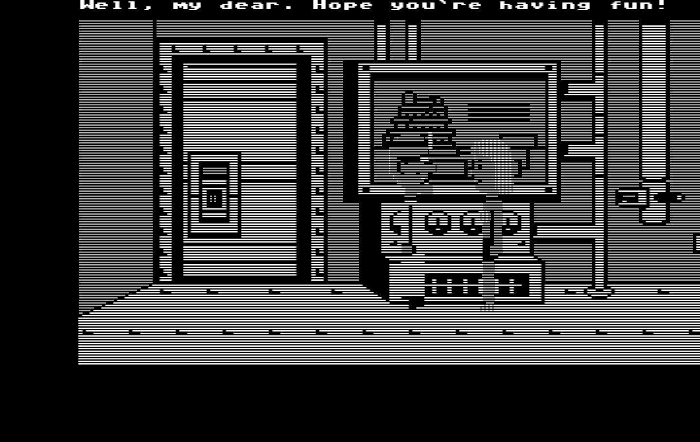 Maniac Mansion IBM PC/Compatibles Screenshot: The first cut scene in the game.