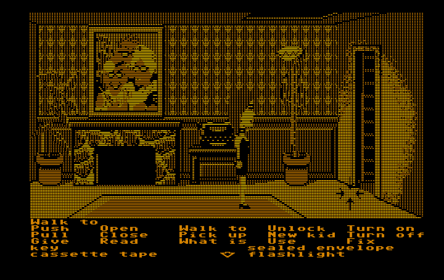 Maniac Mansion IBM PC/Compatibles Screenshot: A man eating plant...and a secret ladder!