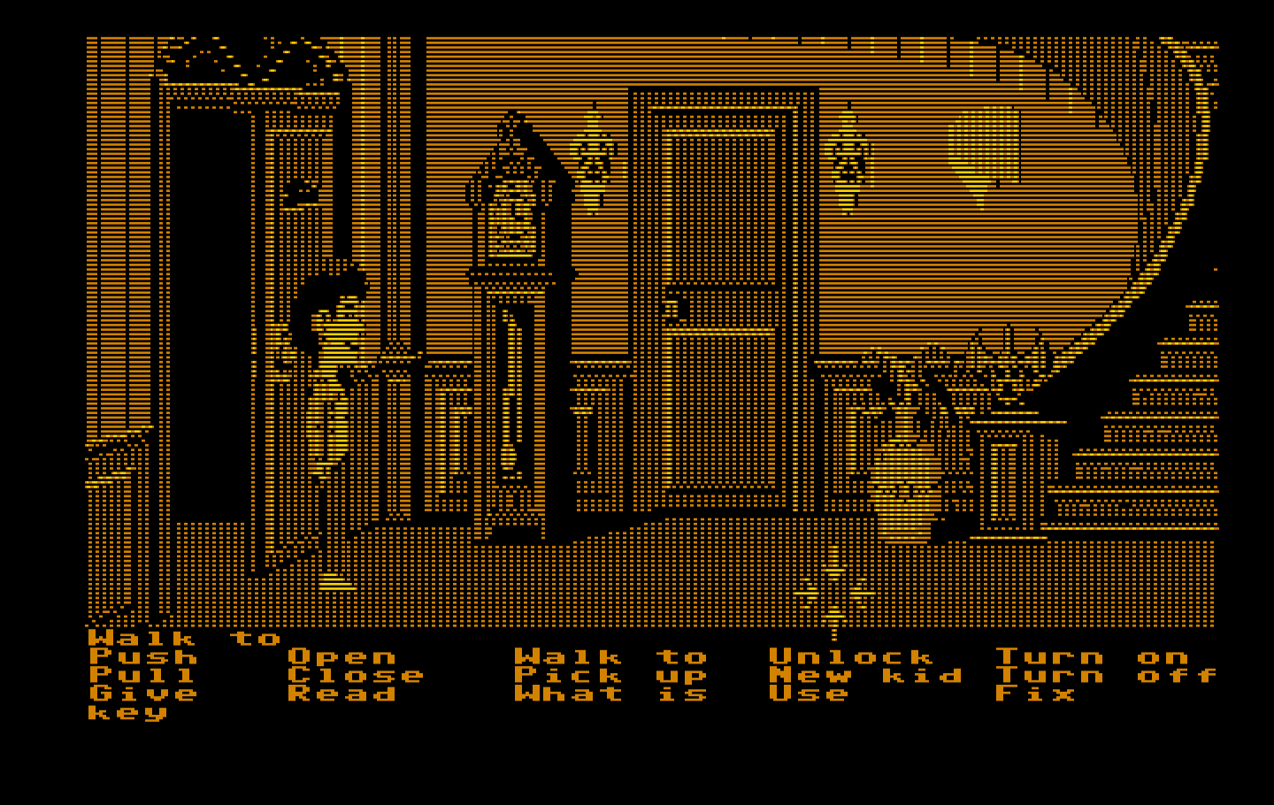 Maniac Mansion IBM PC/Compatibles Screenshot: Here's the entrance to the mansion.