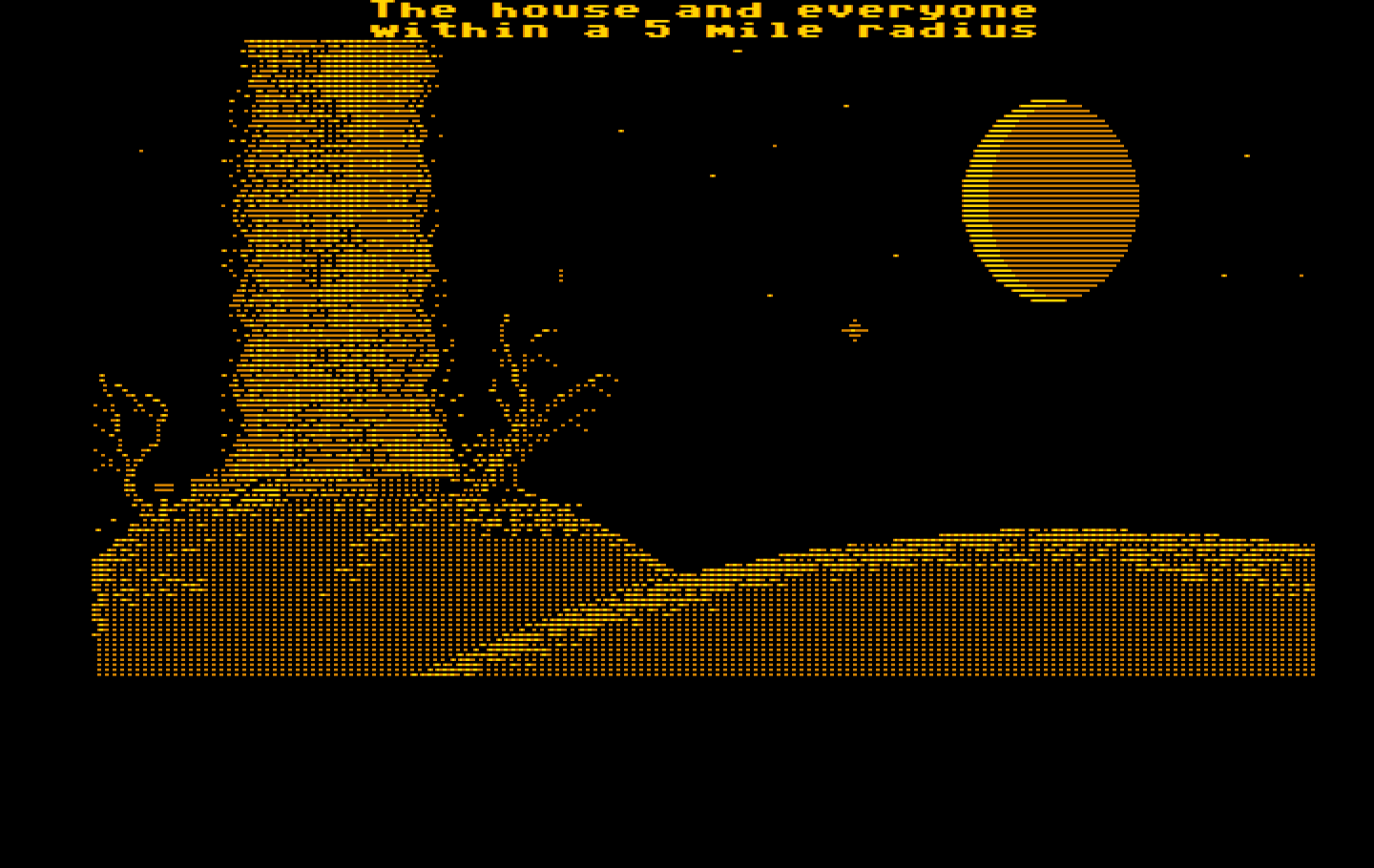 Maniac Mansion IBM PC/Compatibles Screenshot: Oops, the house exploded! Game over.