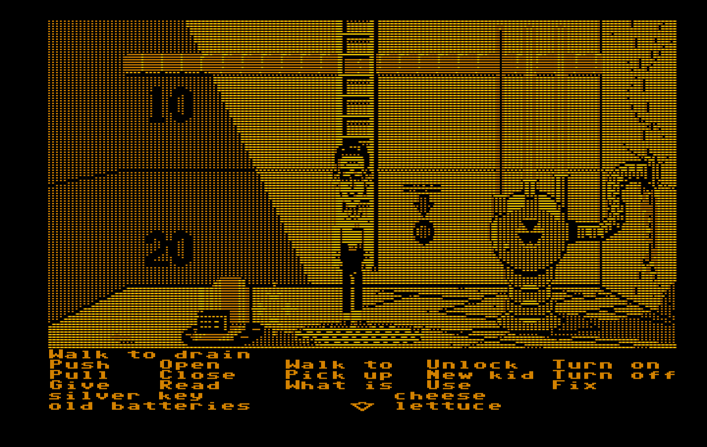Maniac Mansion IBM PC/Compatibles Screenshot: At the bottom of the pool.