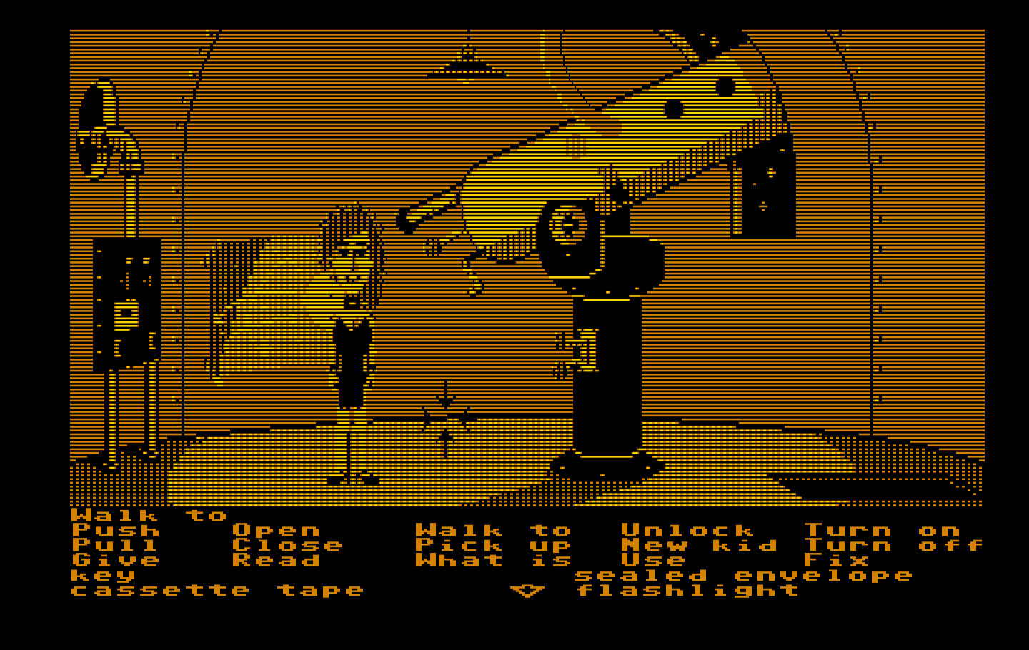 Maniac Mansion IBM PC/Compatibles Screenshot: Oh look, a giant telescope!