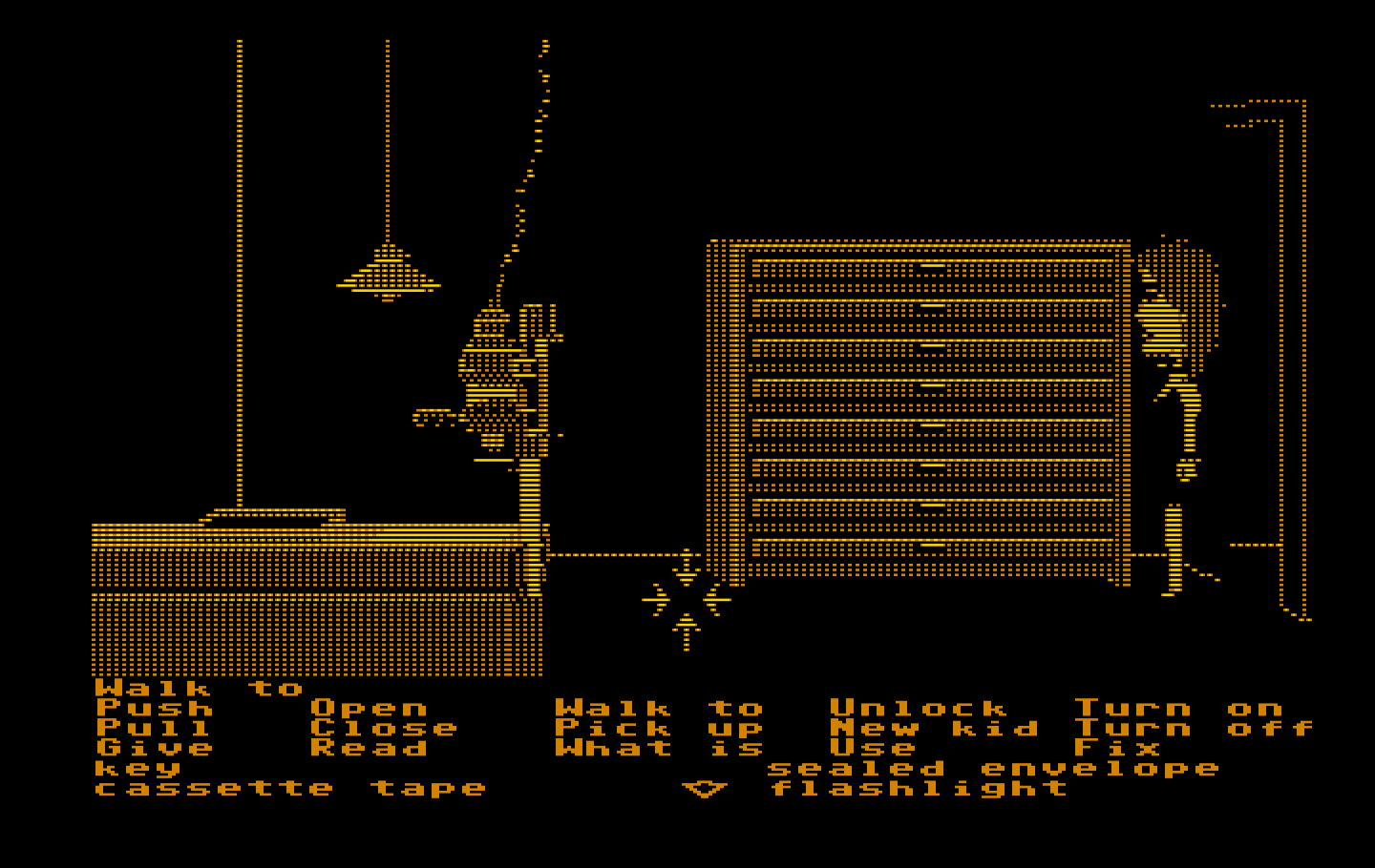 Maniac Mansion IBM PC/Compatibles Screenshot: Not all characters are skilled enough to use the dark room.