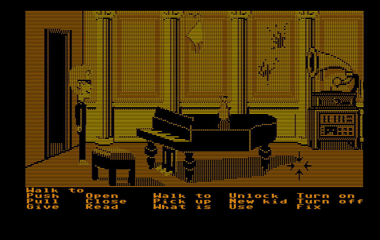 Maniac Mansion IBM PC/Compatibles Screenshot: This room has different musical instruments in it...maybe some are useful?