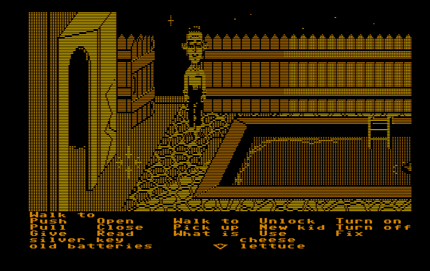 Maniac Mansion IBM PC/Compatibles Screenshot: Here's the pool in the backyard...