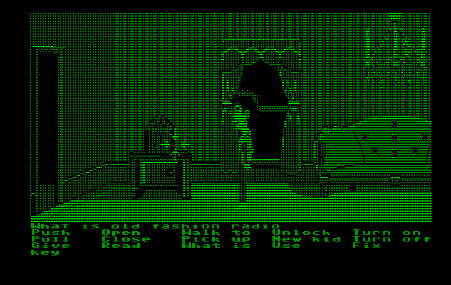 Maniac Mansion IBM PC/Compatibles Screenshot: This old fashion radio may be handy later in the game.