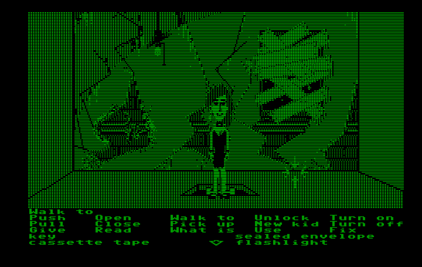Maniac Mansion IBM PC/Compatibles Screenshot: The ladder leads to this non-descript room.