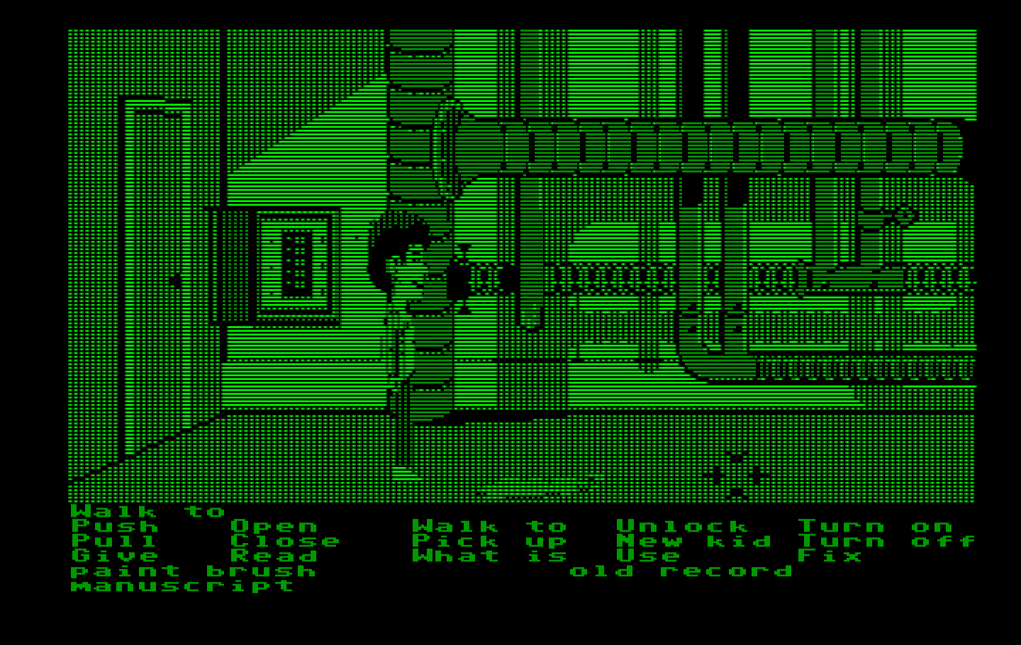 Maniac Mansion IBM PC/Compatibles Screenshot: Meanwhile, Dave explores the basement...
