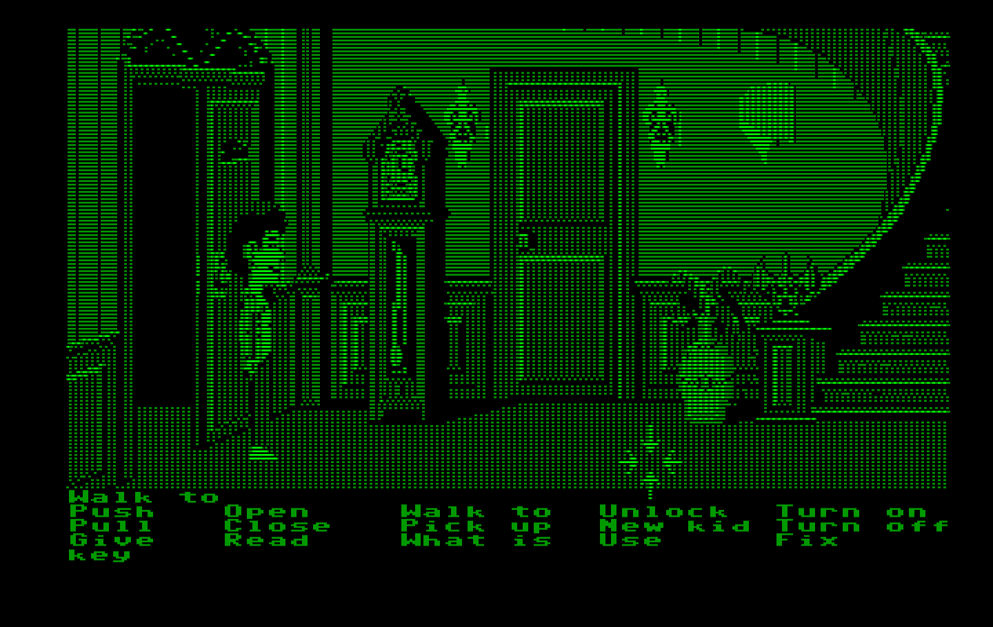 Maniac Mansion IBM PC/Compatibles Screenshot: Here's the entrance to the mansion.