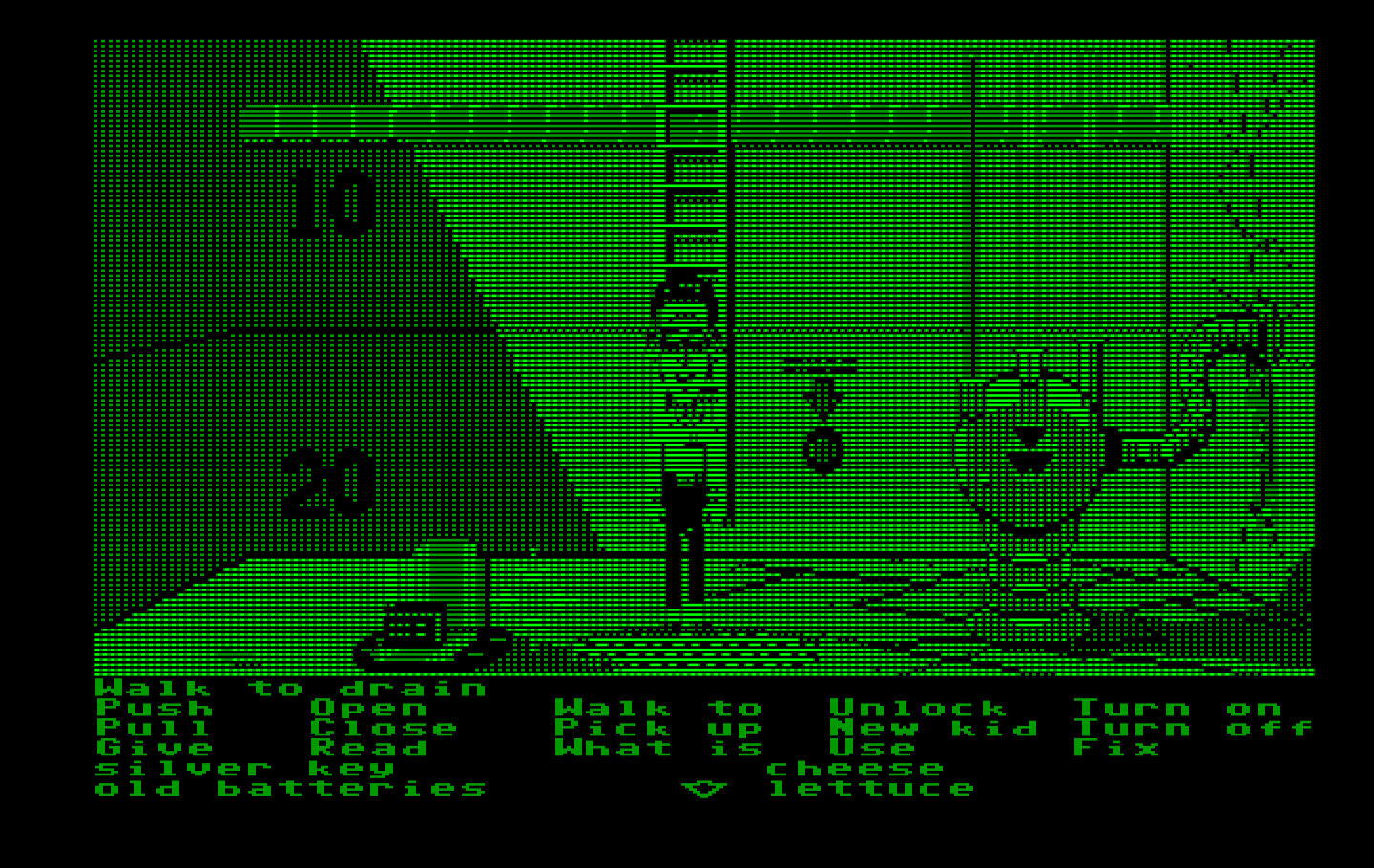 Maniac Mansion IBM PC/Compatibles Screenshot: At the bottom of the pool.
